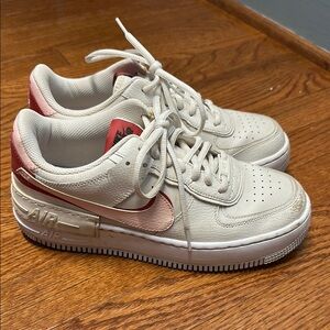 Nike Air Force 1 Shadow Sneakers - Cream and Pink